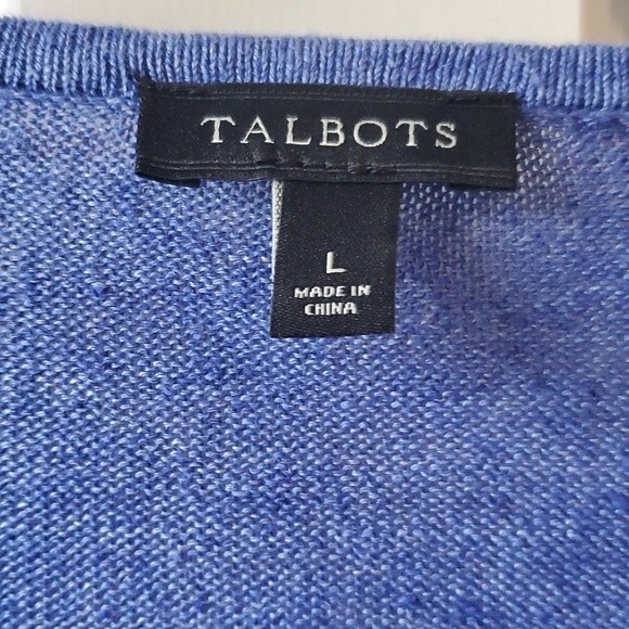 TALBOTS 100% LINEN BRIGHT BLUE SWEATER SIZE LARGE - Picture 2 of 9